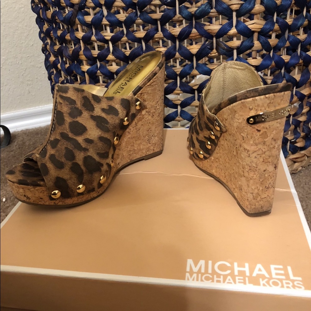 Michael Kors cheetah mule wedges